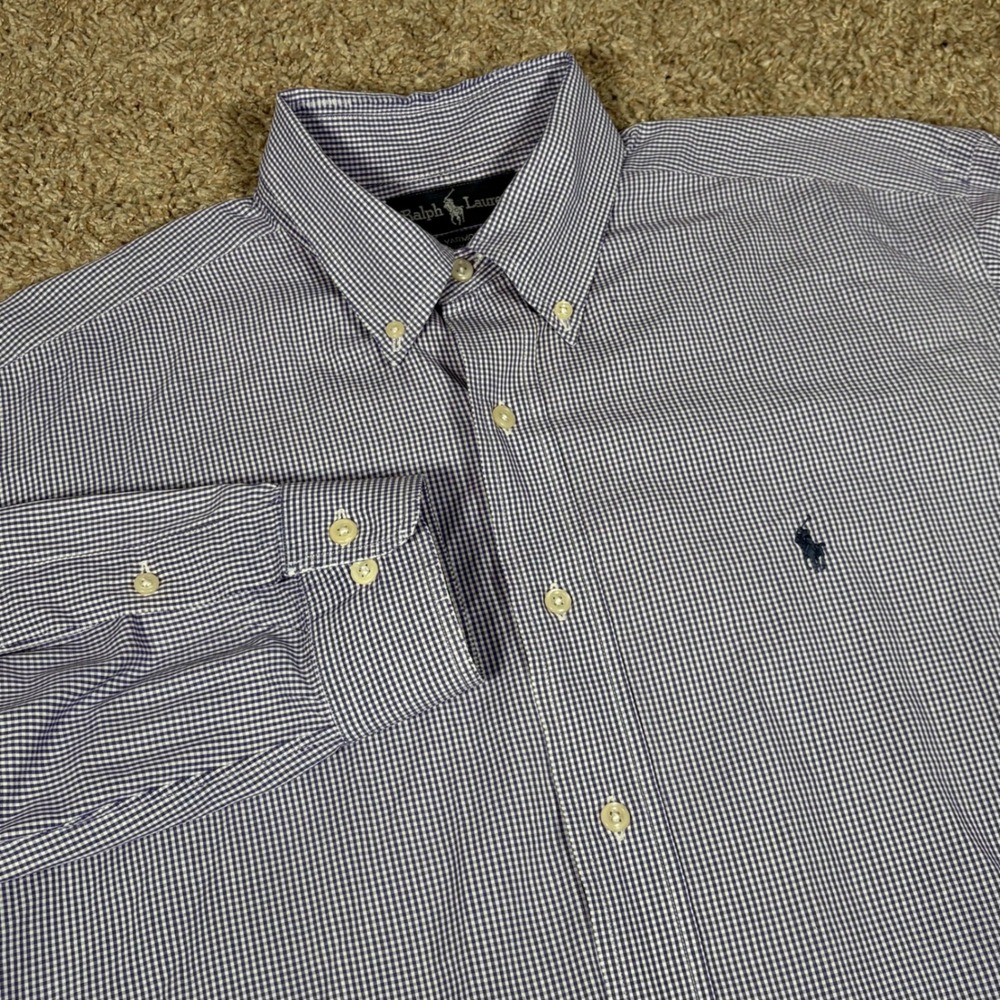 Ralph Lauren Yarmouth Gingham Button Down Shirt Mens 16 Long Sleeve Dress